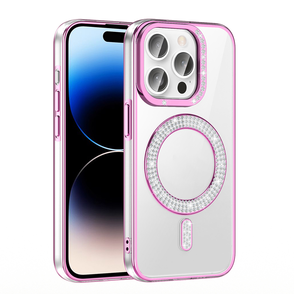 Apple iPhone 14 Pro Max Uyumlu Kılıf Pırlanta Taş Tasarımlı Magsafe Şarj Özellikli Zore Karetta Silikon Kapak - 5
