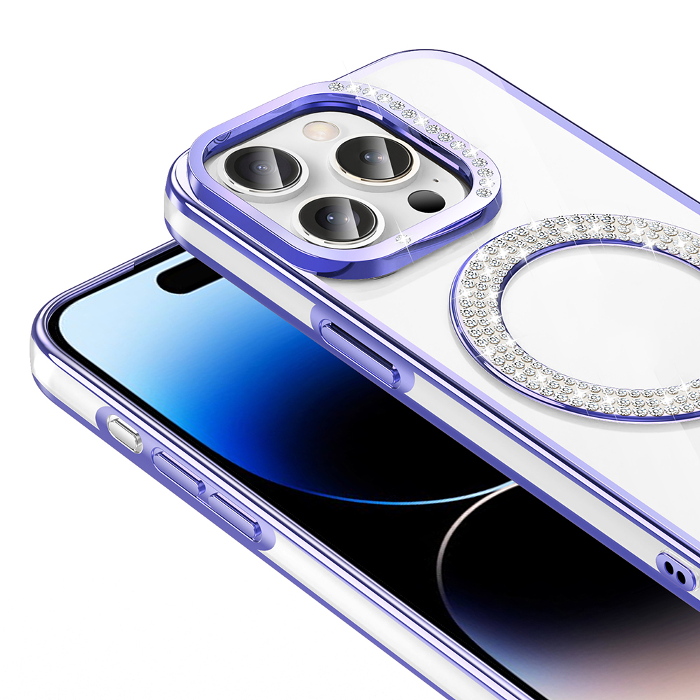 Apple iPhone 14 Pro Max Uyumlu Kılıf Pırlanta Taş Tasarımlı Magsafe Şarj Özellikli Zore Karetta Silikon Kapak - 8