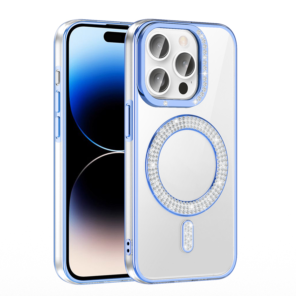 Apple iPhone 14 Pro Max Uyumlu Kılıf Pırlanta Taş Tasarımlı Magsafe Şarj Özellikli Zore Karetta Silikon Kapak - 9