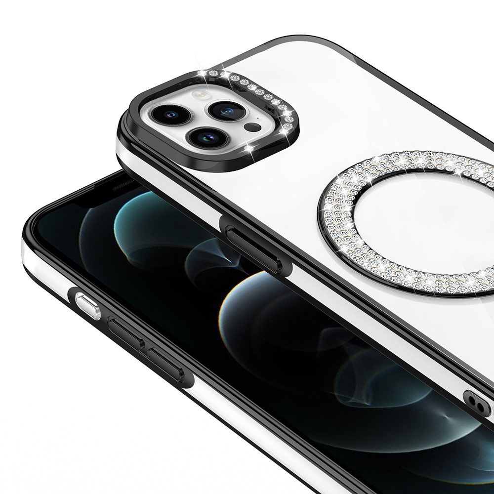 Apple iPhone 12 Pro Uyumlu Kılıf Pırlanta Taş Tasarımlı Magsafe Şarj Özellikli Zore Karetta Silikon Kapak - 4