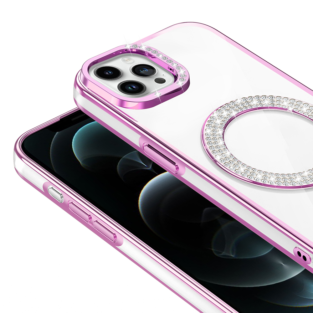 Apple iPhone 12 Pro Uyumlu Kılıf Pırlanta Taş Tasarımlı Magsafe Şarj Özellikli Zore Karetta Silikon Kapak - 6