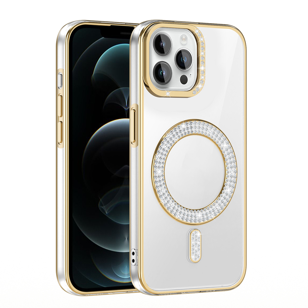 Apple iPhone 12 Pro Uyumlu Kılıf Pırlanta Taş Tasarımlı Magsafe Şarj Özellikli Zore Karetta Silikon Kapak - 11