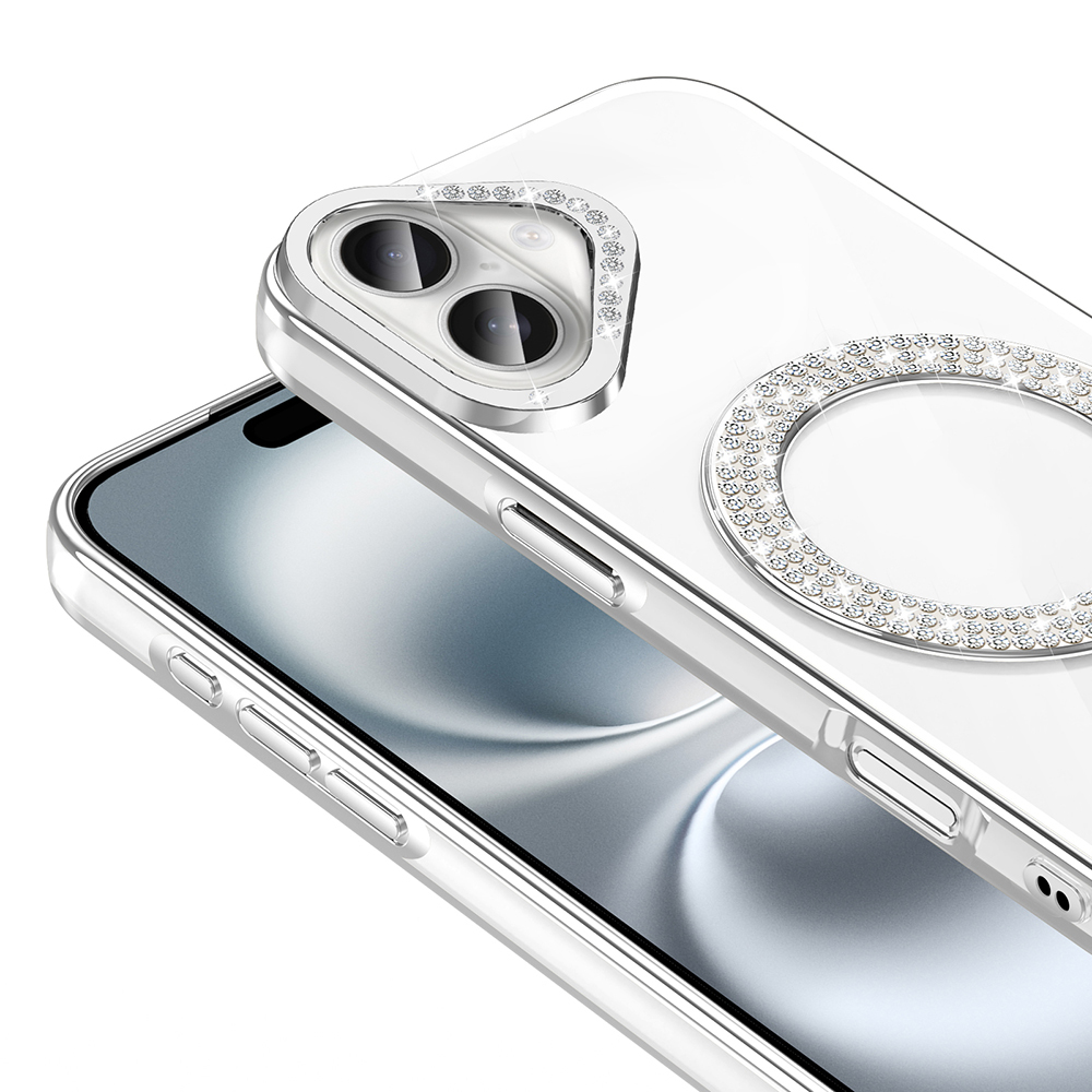 Apple iPhone 16 Plus Uyumlu Kılıf Pırlanta Taş Tasarımlı Magsafe Şarj Özellikli Zore Karetta Silikon Kapak - 4