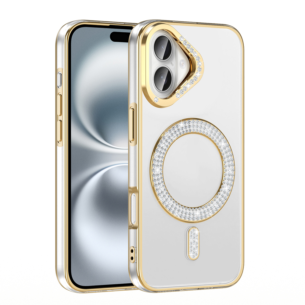 Apple iPhone 16 Plus Uyumlu Kılıf Pırlanta Taş Tasarımlı Magsafe Şarj Özellikli Zore Karetta Silikon Kapak - 5