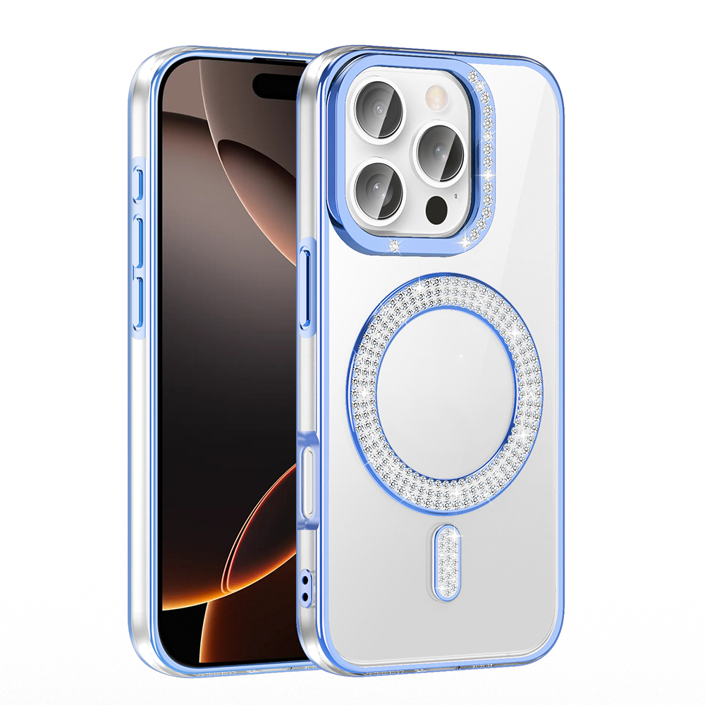 Apple iPhone 16 Pro Uyumlu Kılıf Pırlanta Taş Tasarımlı Magsafe Şarj Özellikli Zore Karetta Silikon Kapak - 9