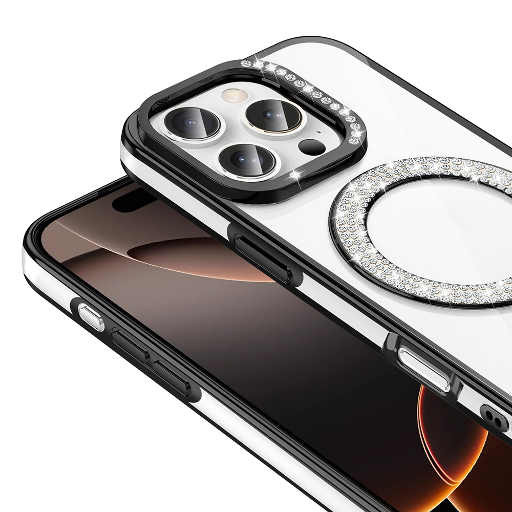 Apple iPhone 16 Pro Max Uyumlu Kılıf Pırlanta Taş Tasarımlı Magsafe Şarj Özellikli Zore Karetta Silikon Kapak - 10