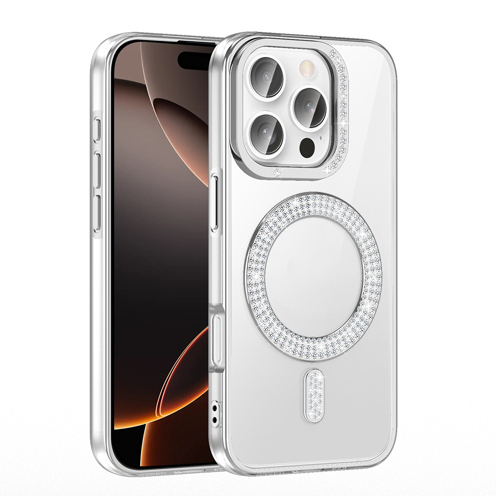 Apple iPhone 16 Pro Max Uyumlu Kılıf Pırlanta Taş Tasarımlı Magsafe Şarj Özellikli Zore Karetta Silikon Kapak - 11