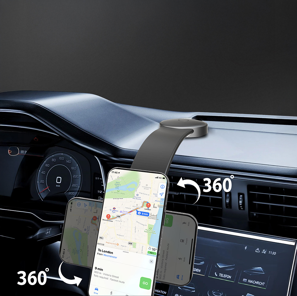 Lenyes CR185 Magnetik Magsafe Uyumlu Bükülebilen Eğimi ve Düz Zemin Araç Telefon Tutucu - 4