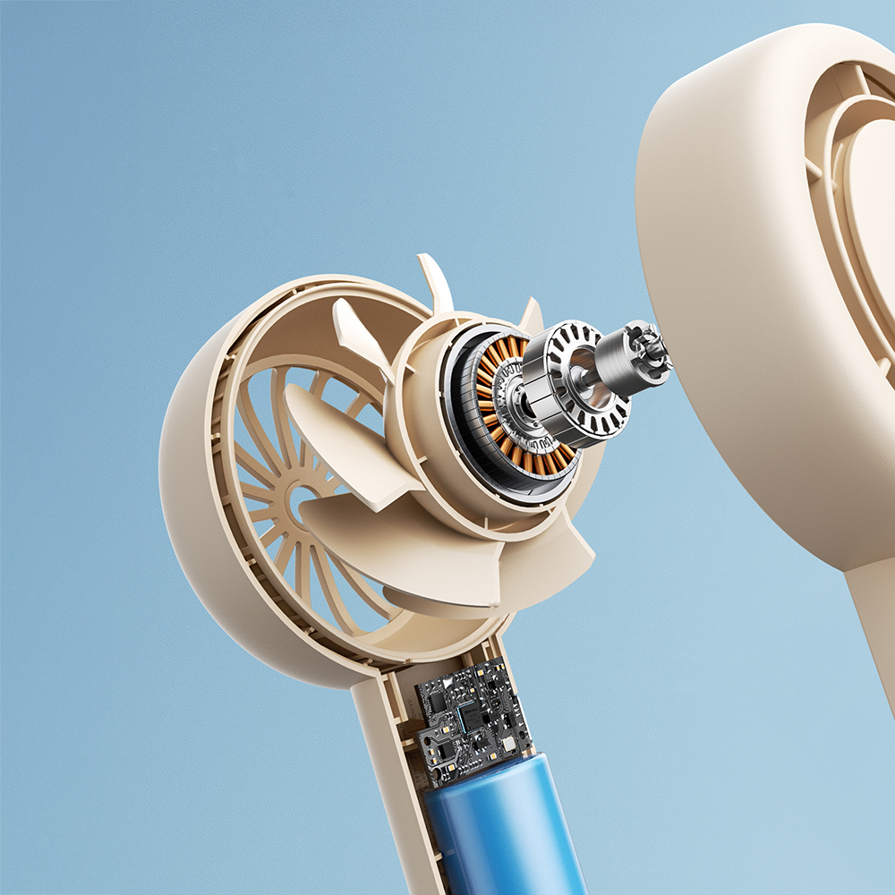 Aecooly PB01 İç Spiralli Çift Halka Hava Akışı Teknolojili 5 Kademeli Portatif Soğutucu El Fanı - 11