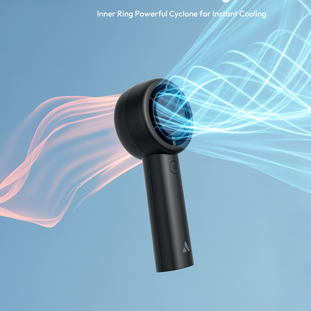 Aecooly PB01 İç Spiralli Çift Halka Hava Akışı Teknolojili 5 Kademeli Portatif Soğutucu El Fanı - 15