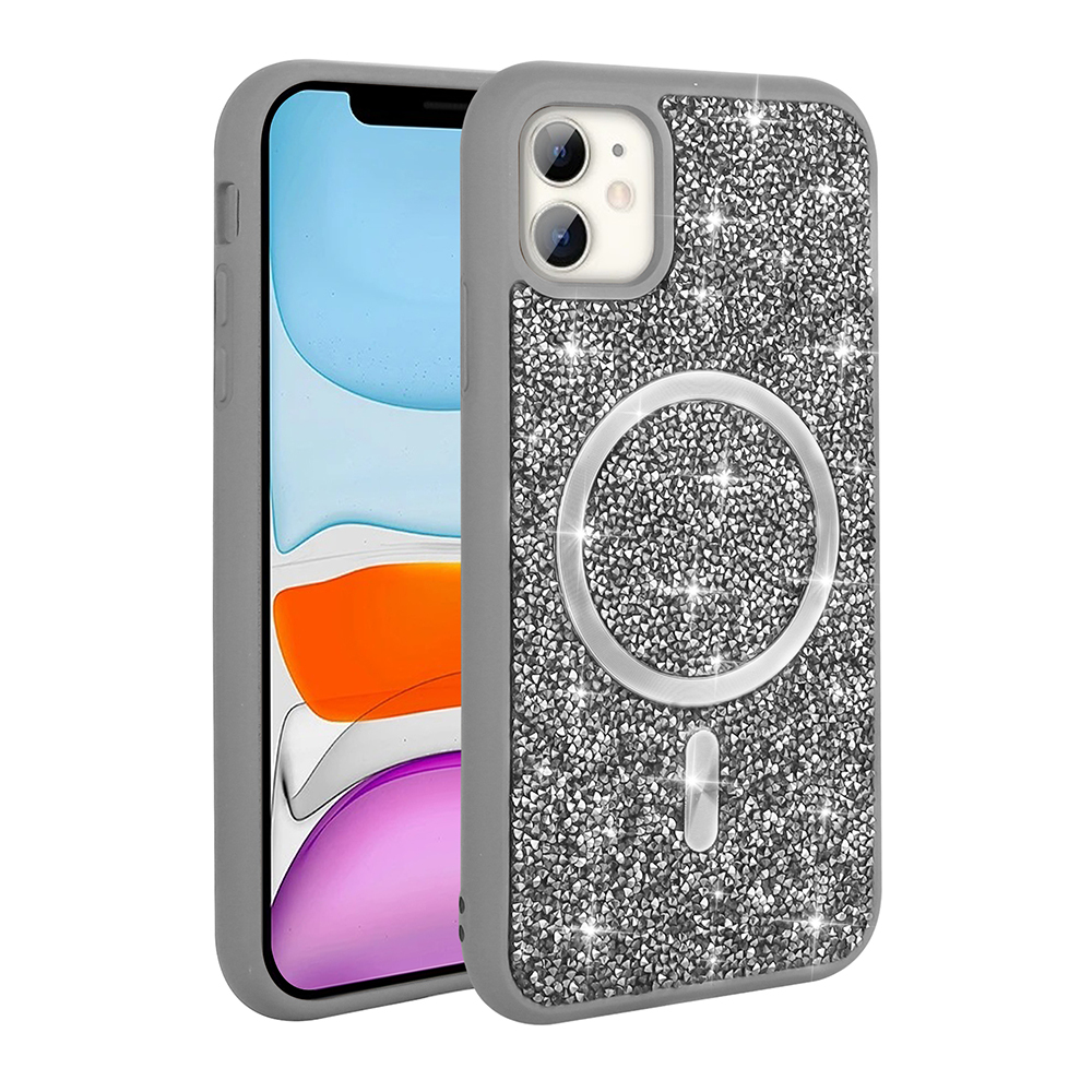 Apple iPhone 11 Uyumlu Kılıf Pırlanta Tasarımlı Magsafe Şarj Özellikli Zore Mozaik Silikon Kapak - 2