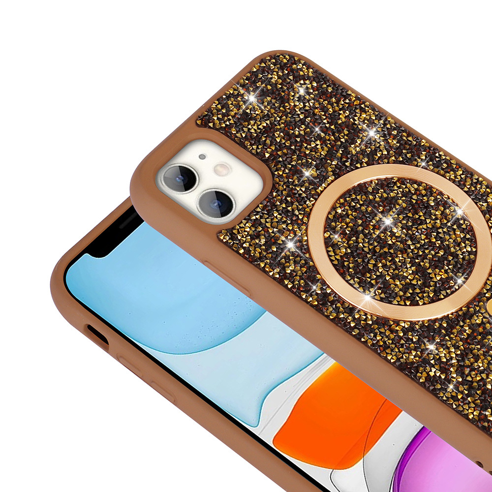 Apple iPhone 11 Uyumlu Kılıf Pırlanta Tasarımlı Magsafe Şarj Özellikli Zore Mozaik Silikon Kapak - 6