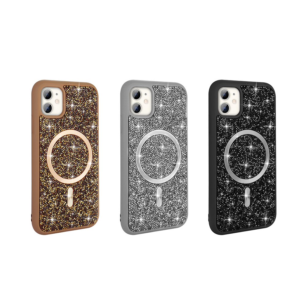 Apple iPhone 11 Uyumlu Kılıf Pırlanta Tasarımlı Magsafe Şarj Özellikli Zore Mozaik Silikon Kapak - 7