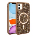 Apple iPhone 11 Uyumlu Kılıf Pırlanta Tasarımlı Magsafe Şarj Özellikli Zore Mozaik Silikon Kapak