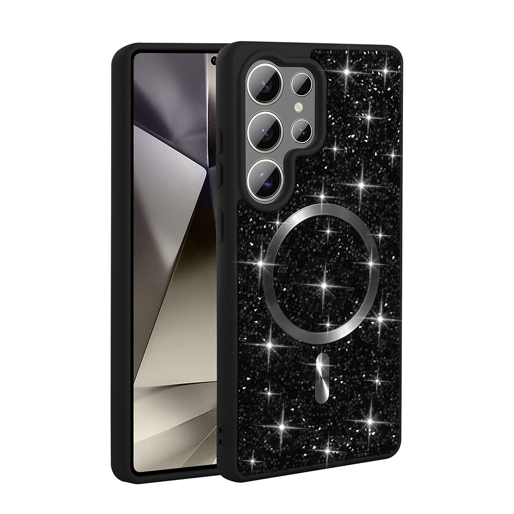 Samsung Galaxy S25 Ultra Uyumlu Kılıf Pırlanta Tasarımlı Magsafe Şarj Özellikli Zore Mozaik Silikon Kapak - 3