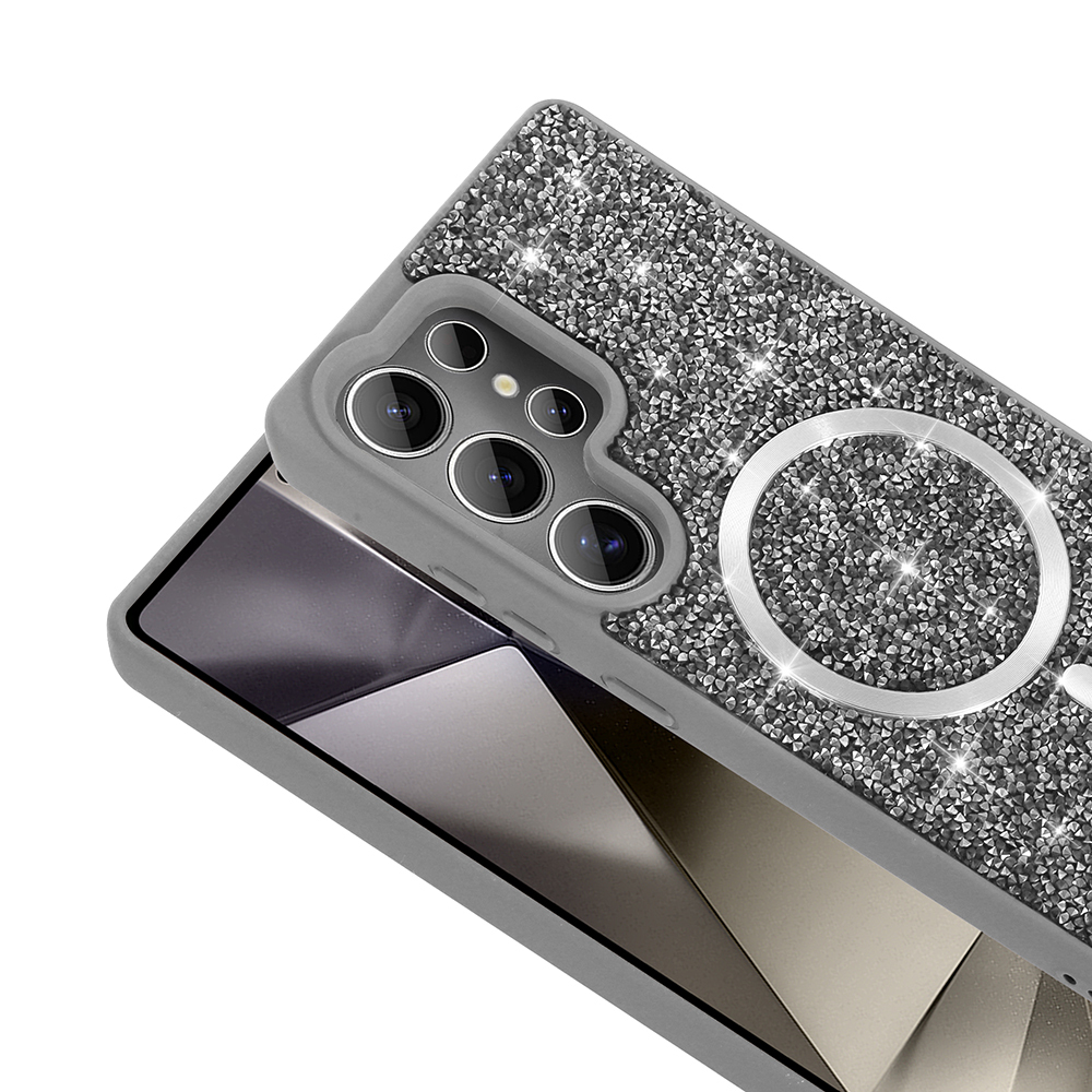 Samsung Galaxy S25 Ultra Uyumlu Kılıf Pırlanta Tasarımlı Magsafe Şarj Özellikli Zore Mozaik Silikon Kapak - 4