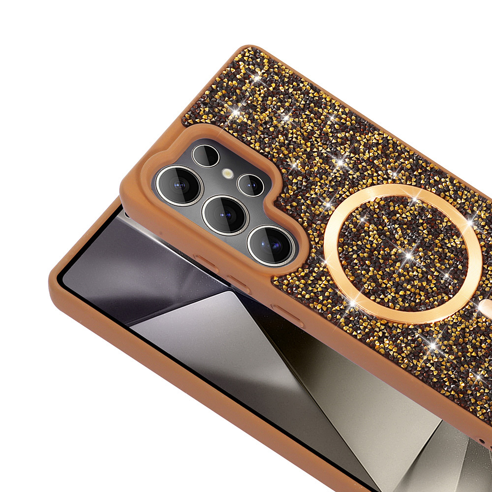 Samsung Galaxy S25 Ultra Uyumlu Kılıf Pırlanta Tasarımlı Magsafe Şarj Özellikli Zore Mozaik Silikon Kapak - 5