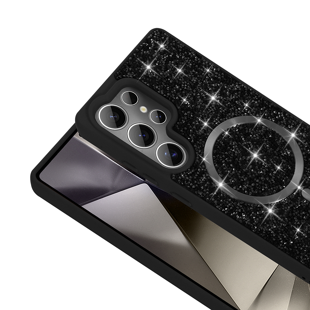 Samsung Galaxy S25 Ultra Uyumlu Kılıf Pırlanta Tasarımlı Magsafe Şarj Özellikli Zore Mozaik Silikon Kapak - 6