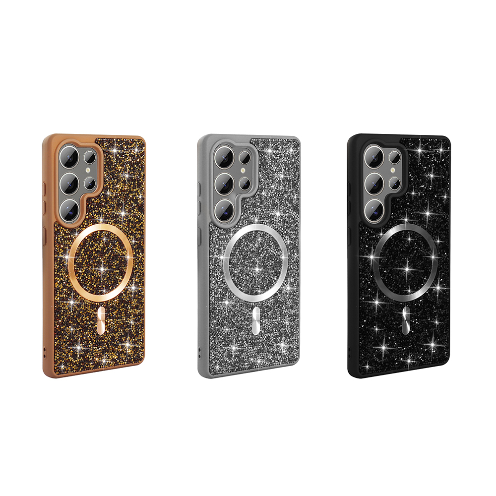 Samsung Galaxy S25 Ultra Uyumlu Kılıf Pırlanta Tasarımlı Magsafe Şarj Özellikli Zore Mozaik Silikon Kapak - 7