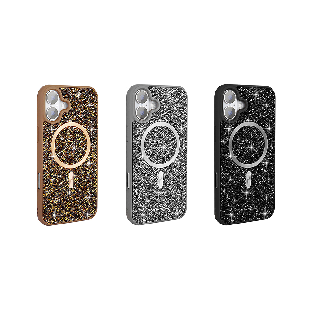 Apple iPhone 16 Pro Uyumlu Kılıf Pırlanta Tasarımlı Magsafe Şarj Özellikli Zore Mozaik Silikon Kapak - 7