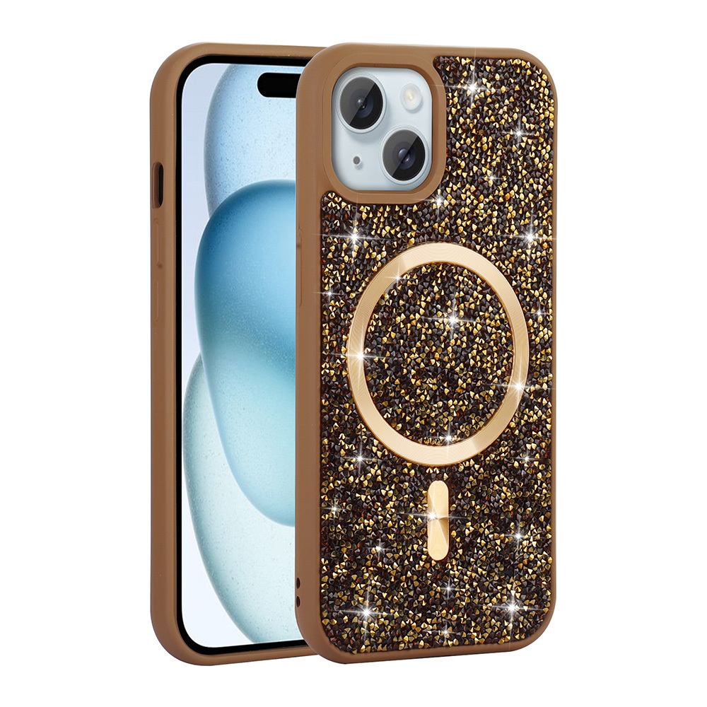 Apple iPhone 14 Uyumlu Kılıf Pırlanta Tasarımlı Magsafe Şarj Özellikli Zore Mozaik Silikon Kapak - 3