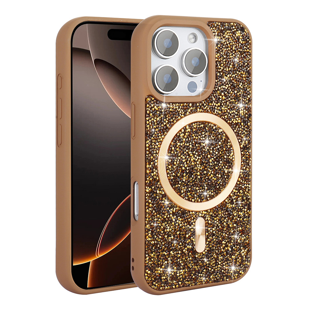 Apple iPhone 16 Pro Max Uyumlu Kılıf Pırlanta Tasarımlı Magsafe Şarj Özellikli Zore Mozaik Silikon Kapak - 1