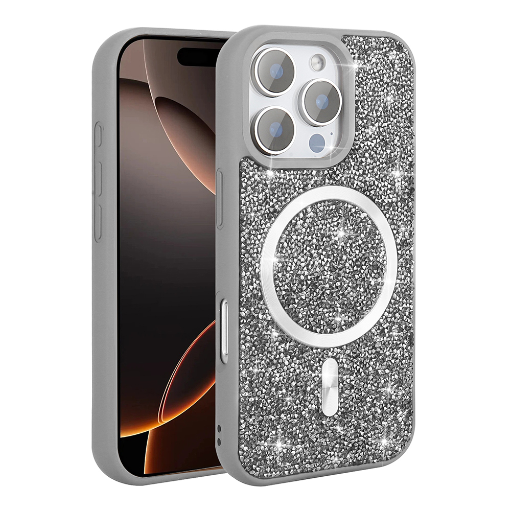 Apple iPhone 16 Pro Max Uyumlu Kılıf Pırlanta Tasarımlı Magsafe Şarj Özellikli Zore Mozaik Silikon Kapak - 2