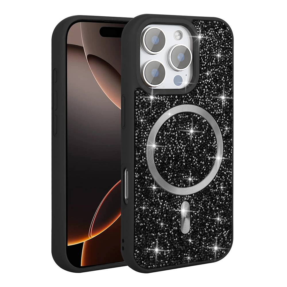 Apple iPhone 16 Pro Max Uyumlu Kılıf Pırlanta Tasarımlı Magsafe Şarj Özellikli Zore Mozaik Silikon Kapak - 3