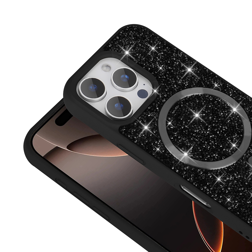 Apple iPhone 16 Pro Max Uyumlu Kılıf Pırlanta Tasarımlı Magsafe Şarj Özellikli Zore Mozaik Silikon Kapak - 4