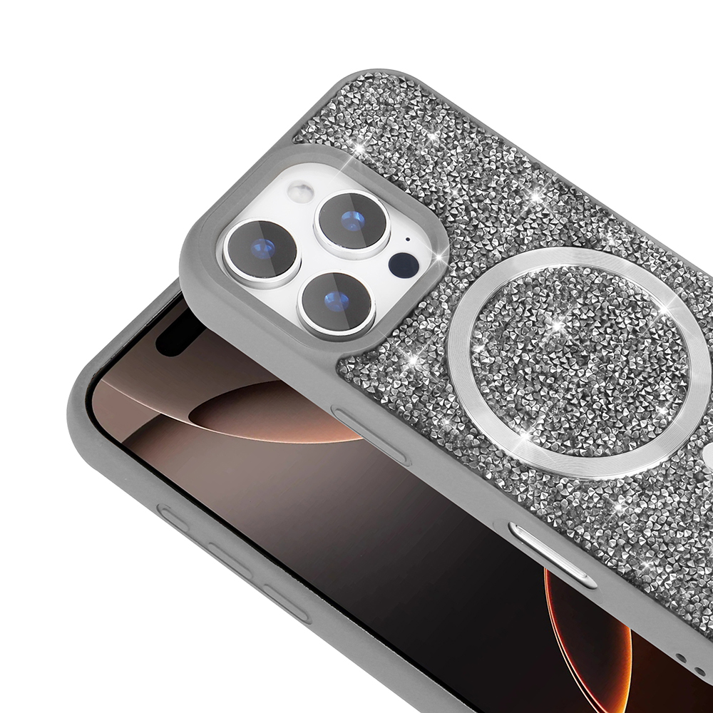 Apple iPhone 16 Pro Max Uyumlu Kılıf Pırlanta Tasarımlı Magsafe Şarj Özellikli Zore Mozaik Silikon Kapak - 6