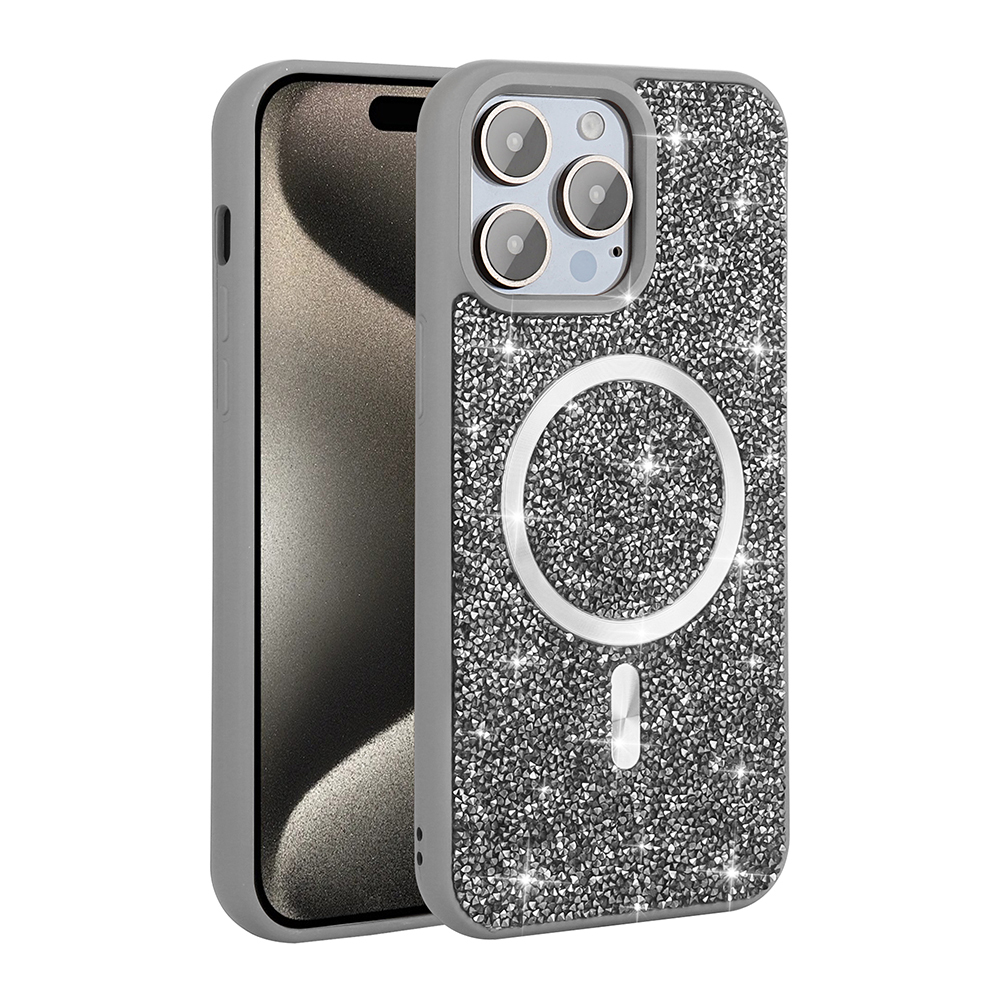 Apple iPhone 14 Pro Max Uyumlu Kılıf Pırlanta Tasarımlı Magsafe Şarj Özellikli Zore Mozaik Silikon Kapak - 3