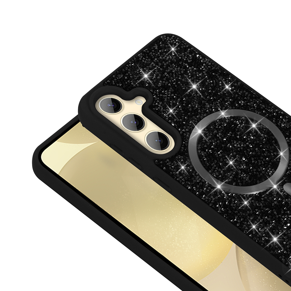 Samsung Galaxy S24 FE Uyumlu Kılıf Pırlanta Tasarımlı Magsafe Şarj Özellikli Zore Mozaik Silikon Kapak - 2