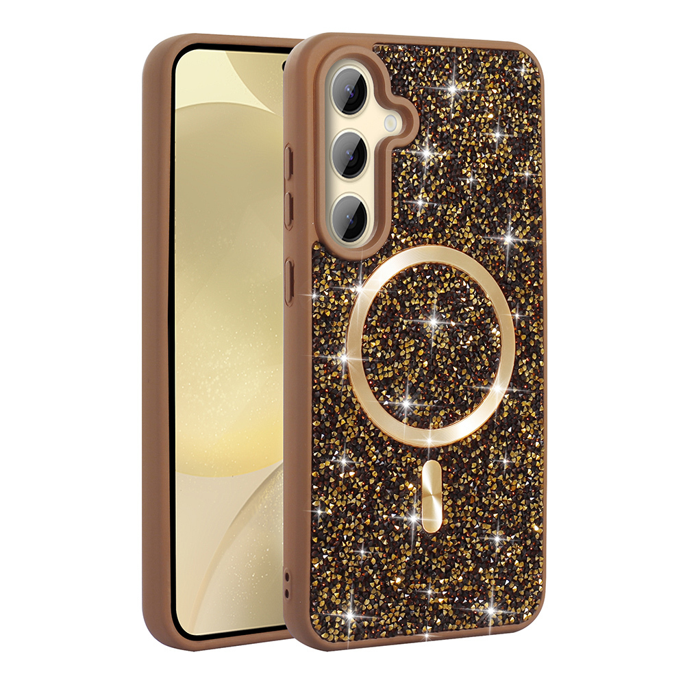 Samsung Galaxy S24 FE Uyumlu Kılıf Pırlanta Tasarımlı Magsafe Şarj Özellikli Zore Mozaik Silikon Kapak - 3