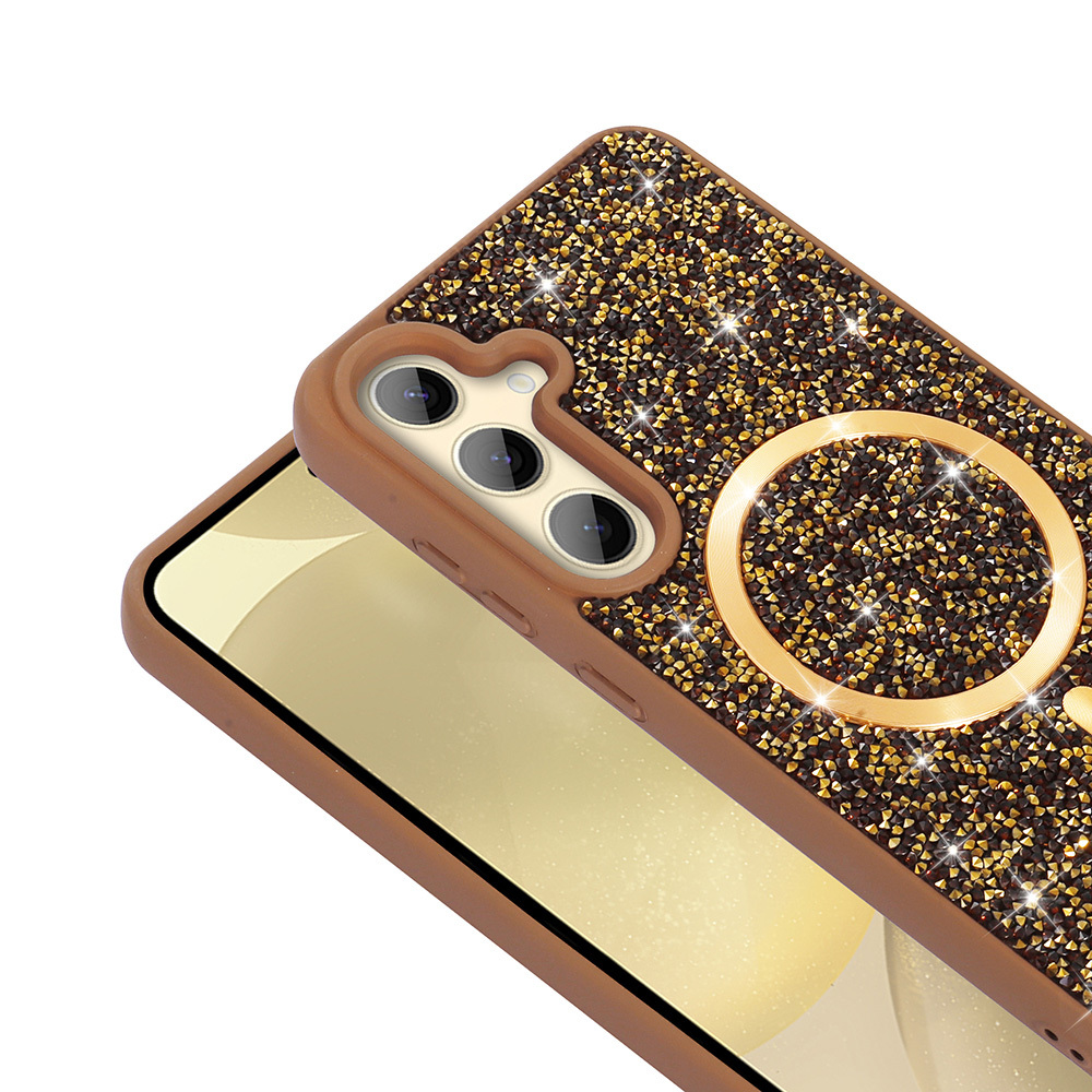 Samsung Galaxy S24 FE Uyumlu Kılıf Pırlanta Tasarımlı Magsafe Şarj Özellikli Zore Mozaik Silikon Kapak - 4