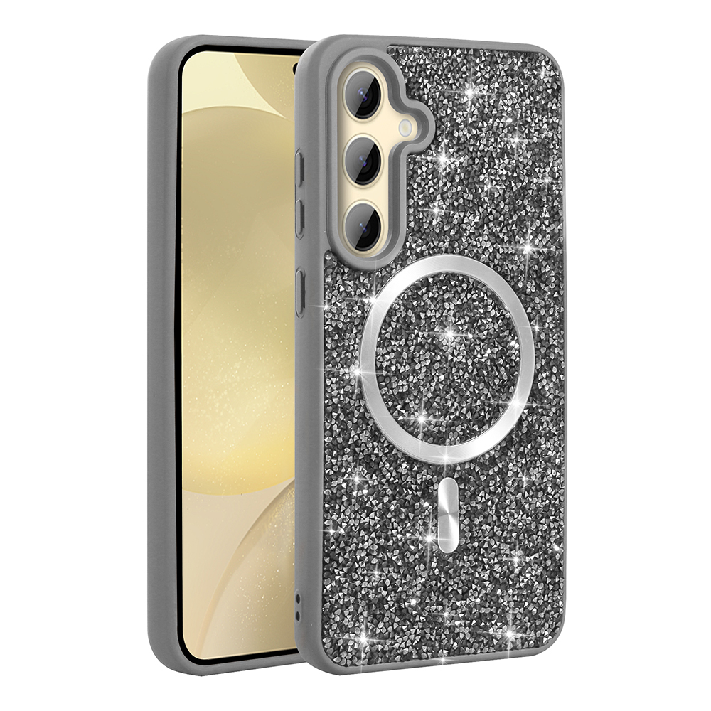 Samsung Galaxy S24 FE Uyumlu Kılıf Pırlanta Tasarımlı Magsafe Şarj Özellikli Zore Mozaik Silikon Kapak - 5