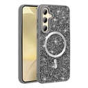 Samsung Galaxy S24 FE Uyumlu Kılıf Pırlanta Tasarımlı Magsafe Şarj Özellikli Zore Mozaik Silikon Kapak - 5