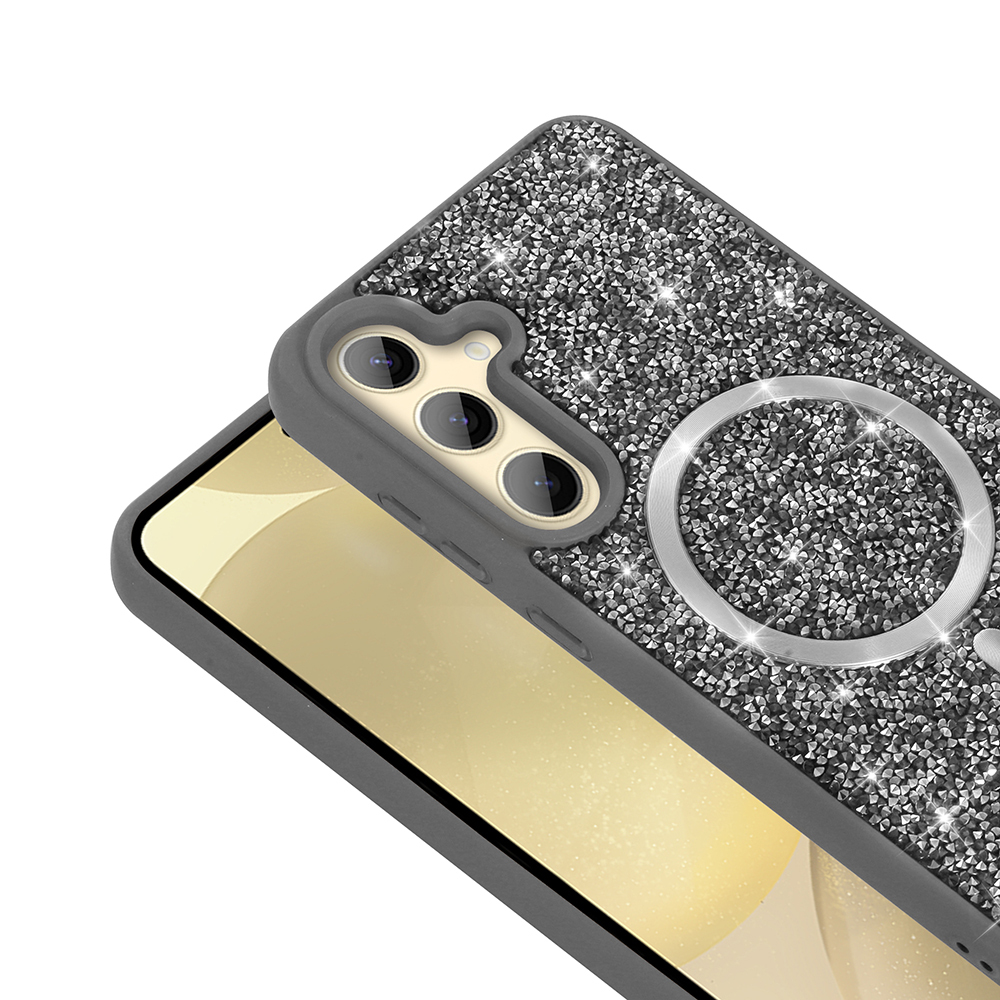 Samsung Galaxy S24 FE Uyumlu Kılıf Pırlanta Tasarımlı Magsafe Şarj Özellikli Zore Mozaik Silikon Kapak - 6