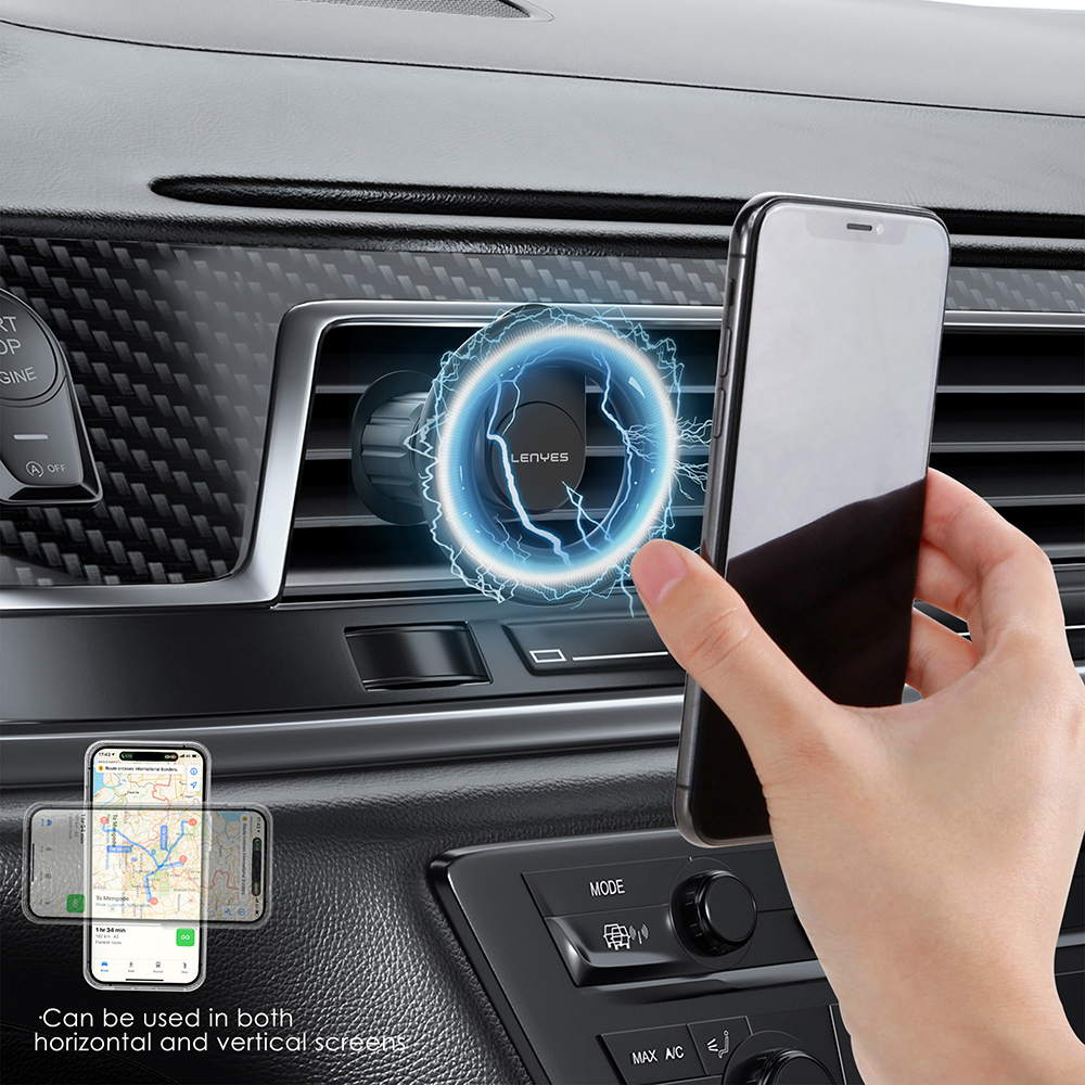 Lenyes CR183 Magsafe Magnetik Özellikli 360 Derece Dönebilen Havalandırma Tasarım Araç Telefon Tutucu - 2