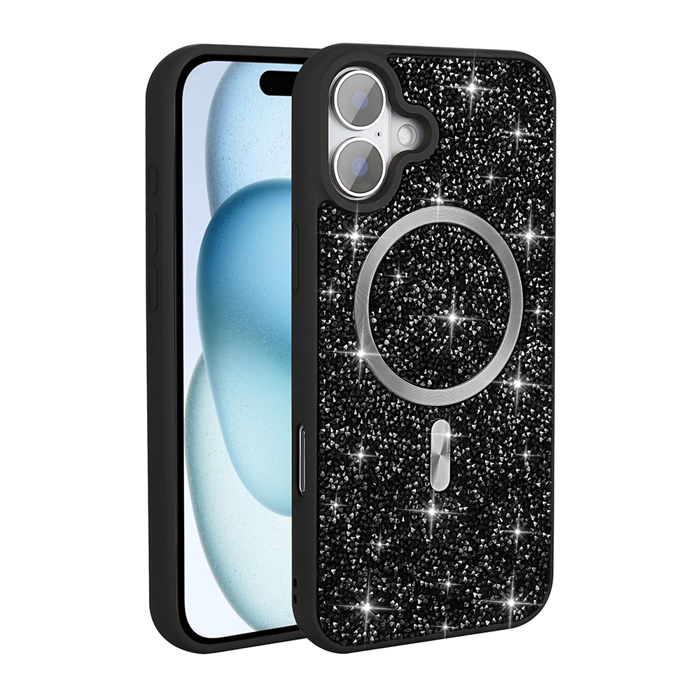 Apple iPhone 16 Uyumlu Kılıf Pırlanta Tasarımlı Magsafe Şarj Özellikli Zore Mozaik Silikon Kapak - 1