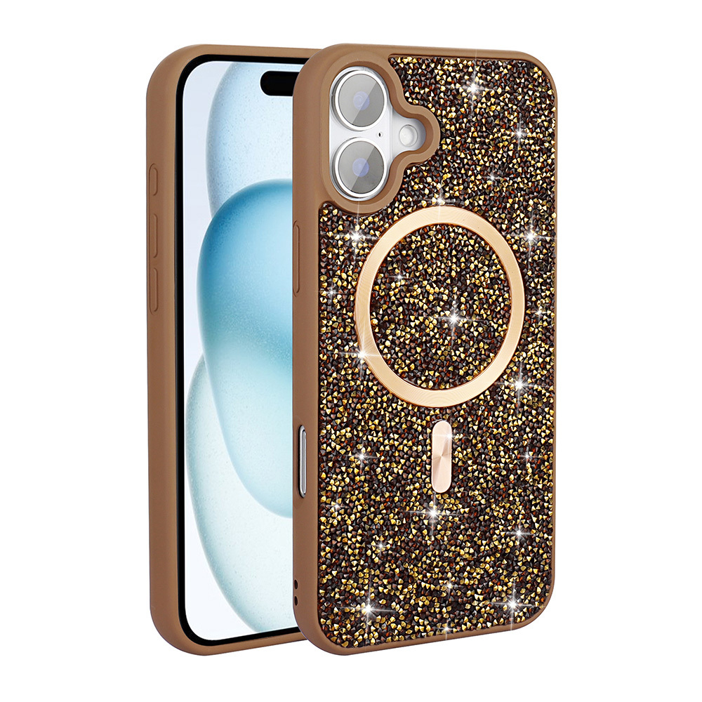 Apple iPhone 16 Uyumlu Kılıf Pırlanta Tasarımlı Magsafe Şarj Özellikli Zore Mozaik Silikon Kapak - 3