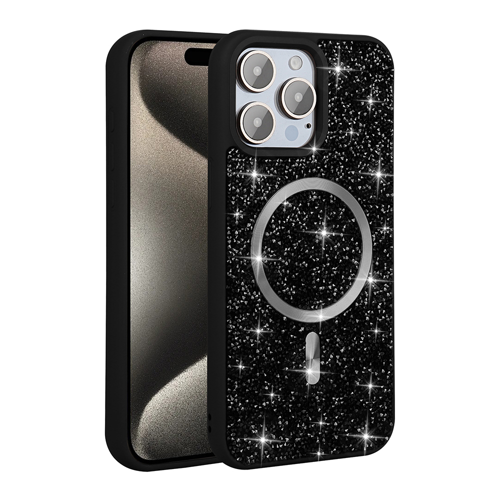 Apple iPhone 15 Pro Uyumlu Kılıf Pırlanta Tasarımlı Magsafe Şarj Özellikli Zore Mozaik Silikon Kapak - 1