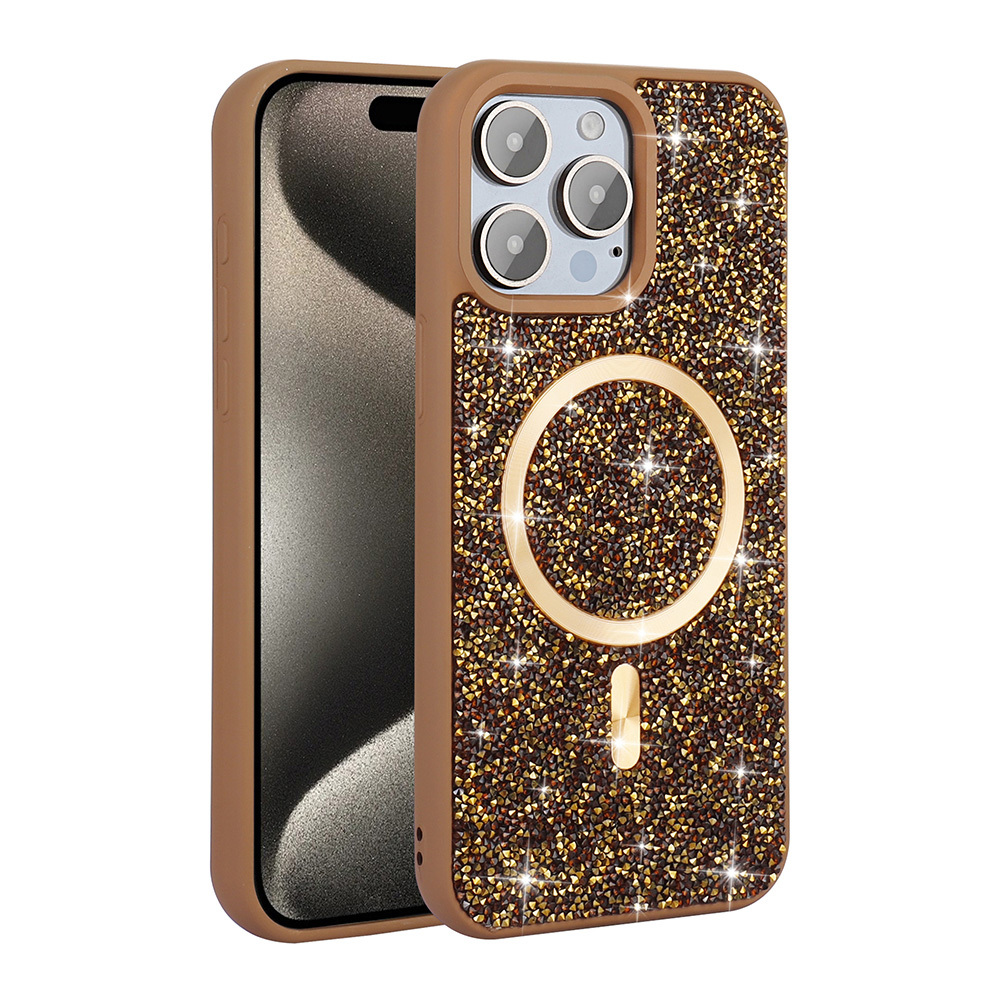 Apple iPhone 15 Pro Uyumlu Kılıf Pırlanta Tasarımlı Magsafe Şarj Özellikli Zore Mozaik Silikon Kapak - 2