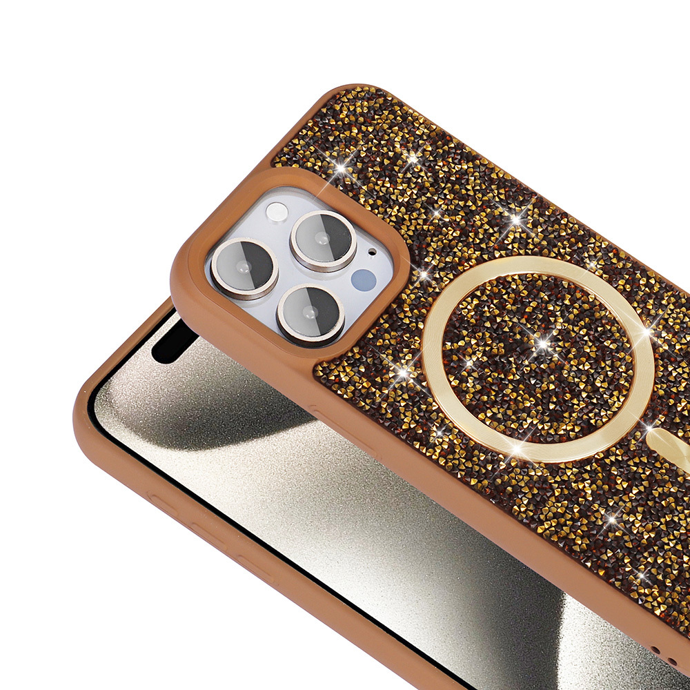 Apple iPhone 15 Pro Uyumlu Kılıf Pırlanta Tasarımlı Magsafe Şarj Özellikli Zore Mozaik Silikon Kapak - 5