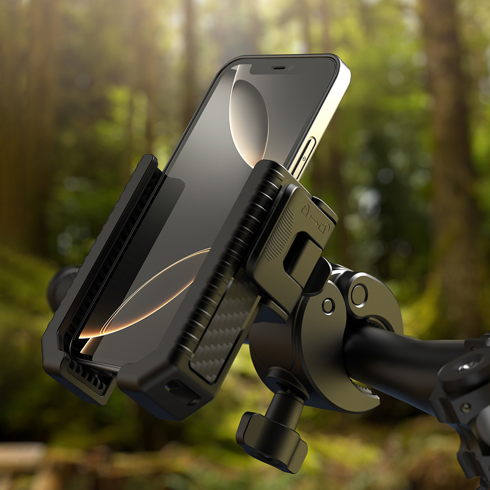 Lenyes CR182 360 Derece Ayarlanabilir Çift Kilitli Bisiklet ve Motosiklet Telefon Tutucu - 1