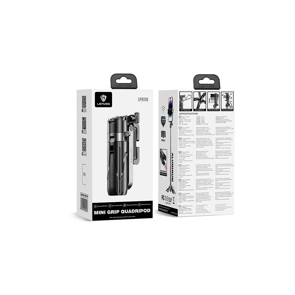 Lenyes LPH110 Uzaktan Kumandalı Çok Fonksiyonlu Sabitleyici Ayrılabilir Tripod Selfie Çubuğu - 1