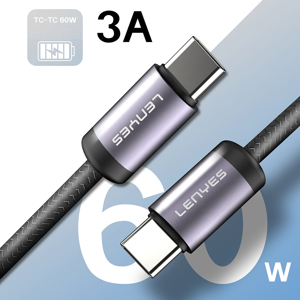 Lenyes LC537 Type-C to Type-C Hızlı Şarj Özellikli Örgülü Data ve Şarj Kablosu 60W 1M - 2