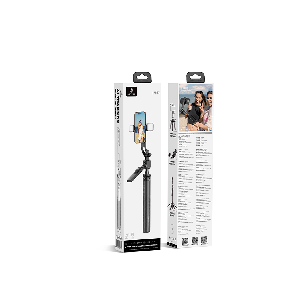 Lenyes LPH107 Canlı Yayın Dolgu Işıklı Kumandalı 360 Derece Dönebilen Selfie Çubuğu ve Tripod - 1