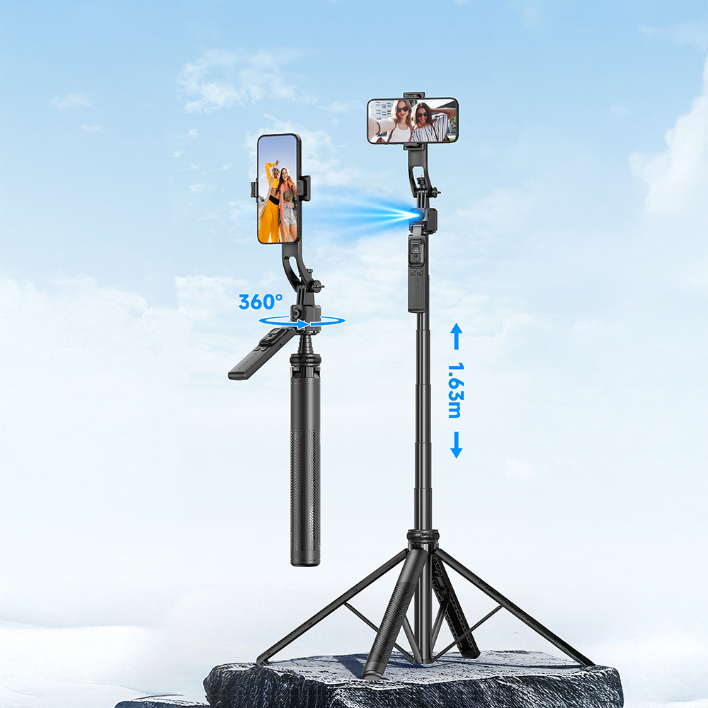 Lenyes LPH107 Canlı Yayın Dolgu Işıklı Kumandalı 360 Derece Dönebilen Selfie Çubuğu ve Tripod - 2