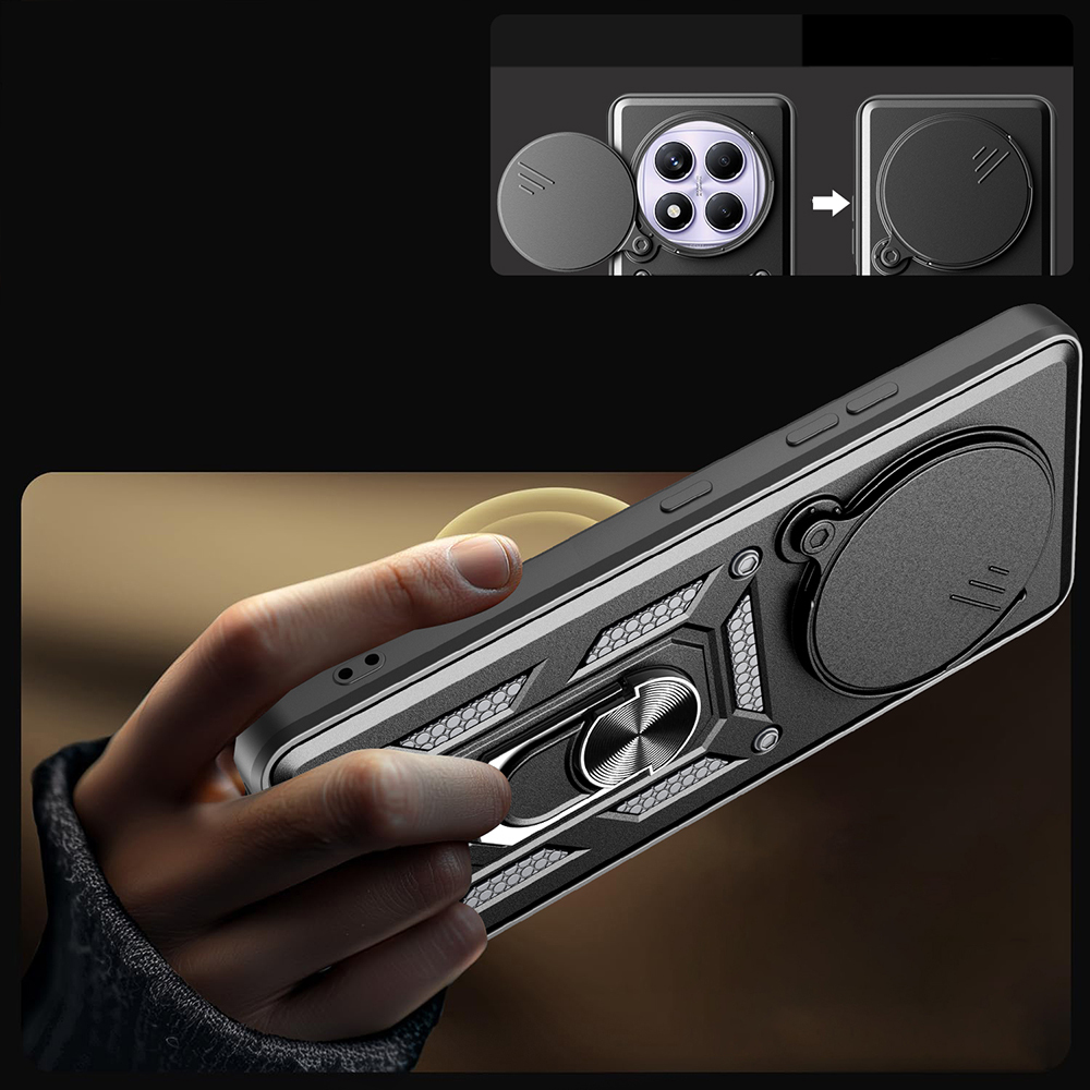 Xiaomi Redmi Note 14 Pro 4G Uyumlu Kılıf Magnetik Standlı Kamera Korumalı Zore Sürgülü Vega Kapak - 6