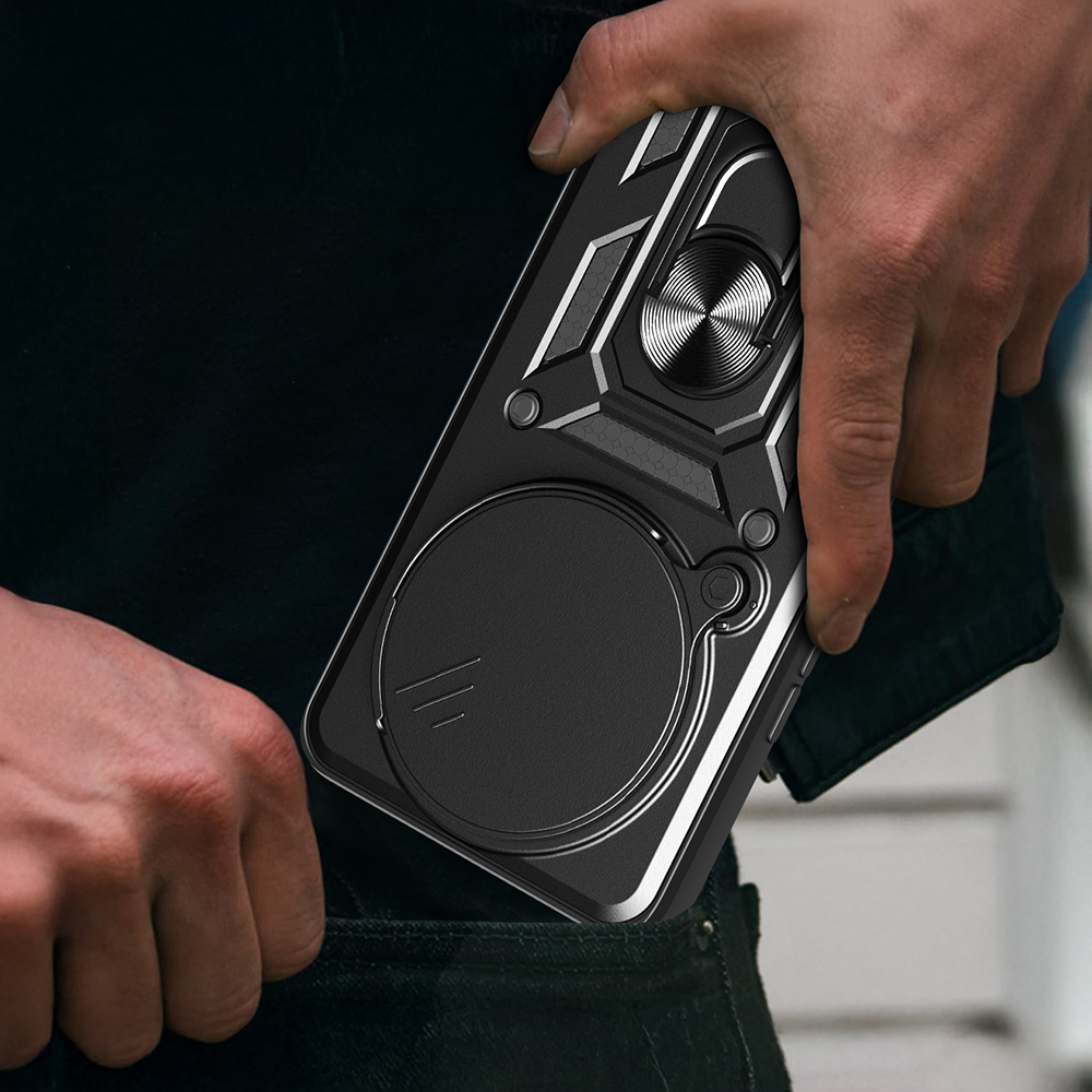 Xiaomi Redmi Note 14 Pro Plus Uyumlu Kılıf Magnetik Standlı Kamera Korumalı Zore Sürgülü Vega Kapak